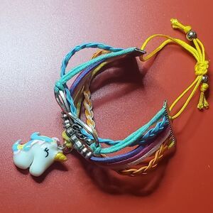 Unicorn rainbow charm braided bracelet